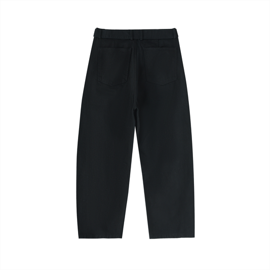 Belted Barrel-Leg Chino Pants
