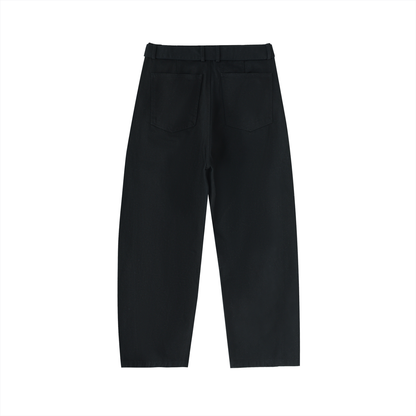 Belted Barrel-Leg Chino Pants